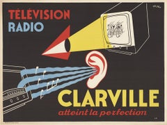 Original Clarville Television and Radio horizontal Vintage poster