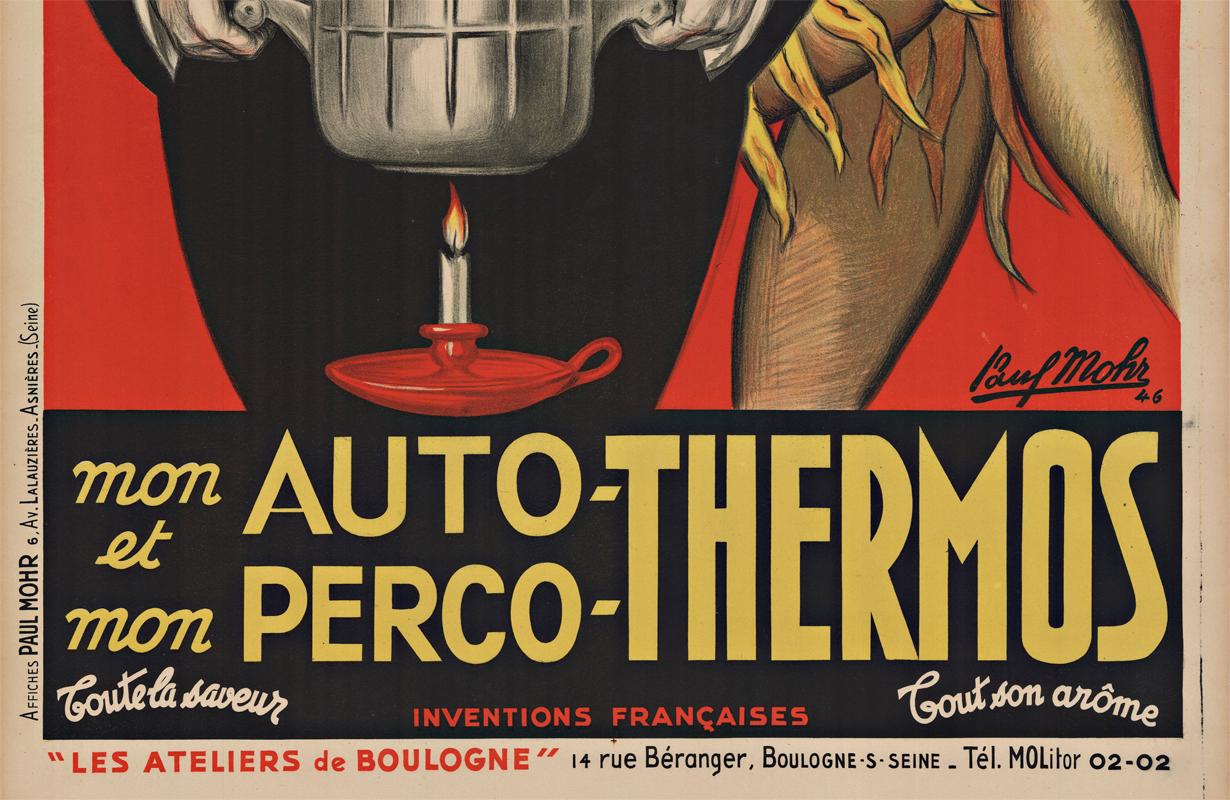 Affiche originale d'antiquités françaises Auto - Thermos - Art déco Print par Paul Mohr