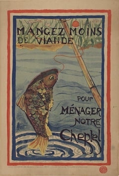 Original 1916 Mangez moins de viande pour ménager notre cheptel vintage poster