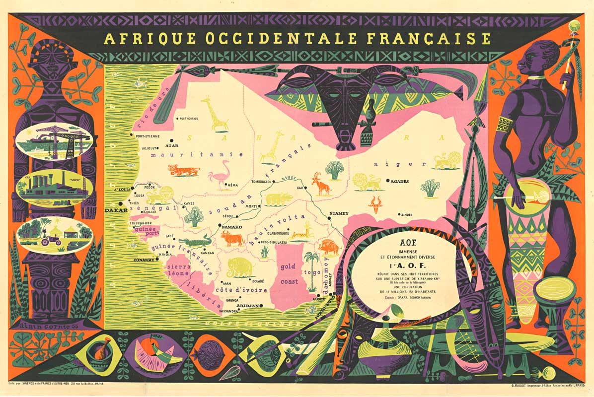 Original Afrique Occidentale - Africa horizontal vintage poster