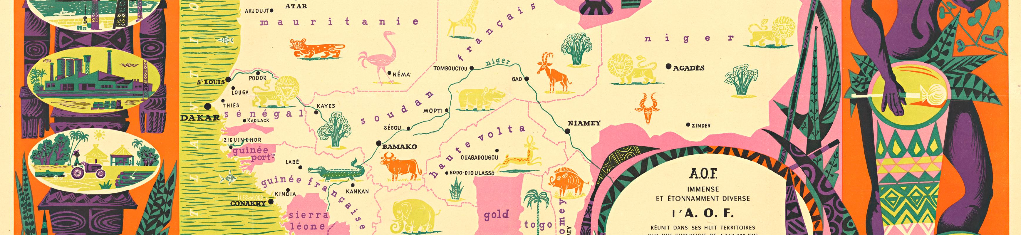 Poster vintage originale Afrique Occidentale - Africa orizzontale - Print Land di Alain Cornic