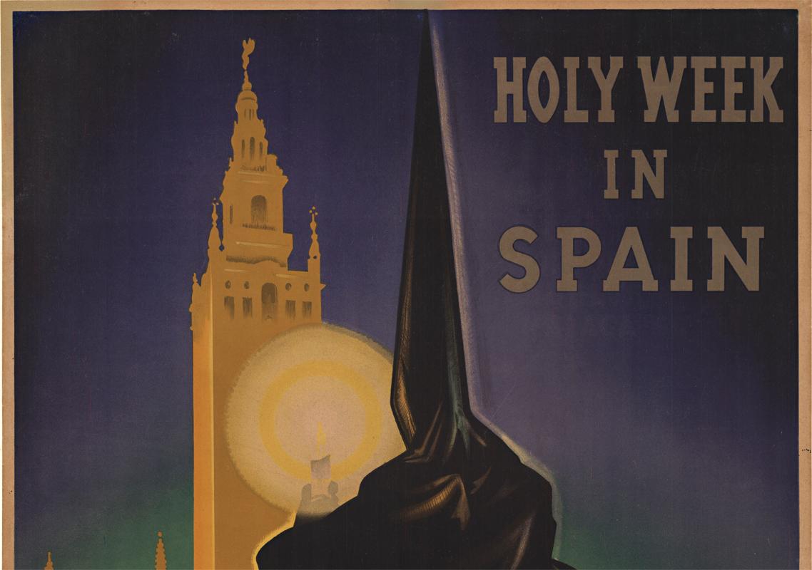 Original Holy Week in Spain original full lithograph vintage poster - Print by Jose Morell