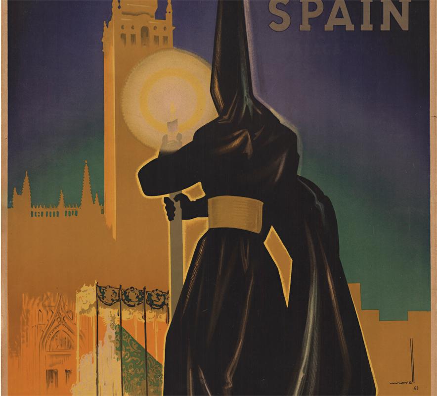 Original Holy Week in Spain Original Lithographie Vintage-Poster (Gotisch), Print, von Jose Morell