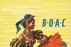 Original BOAC lithograph Caribbean vintage poster