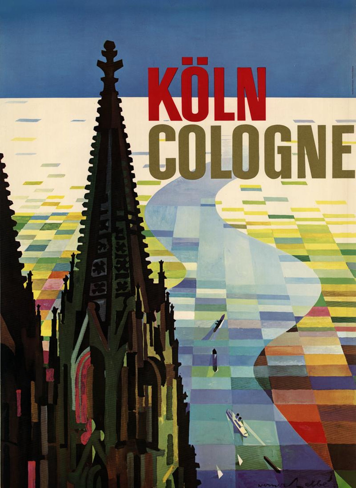 Werner Labbe - Koln Cologne (Germany) original vintage travel poster at  1stDibs