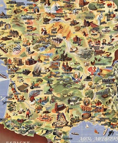 Original France Societe Nationale des Chemins de Fer Francais vintage poster map