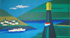 Sa Route du Vin, Moselle Luxembourgeoise Navigable original vintage wine poster