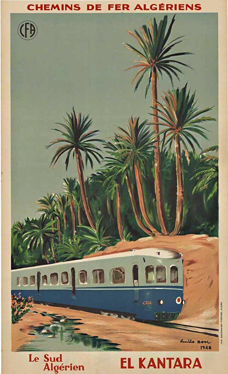 Emile Bon Print - El Kanta Chemins de fer Algeriens original vintage lithograph poster