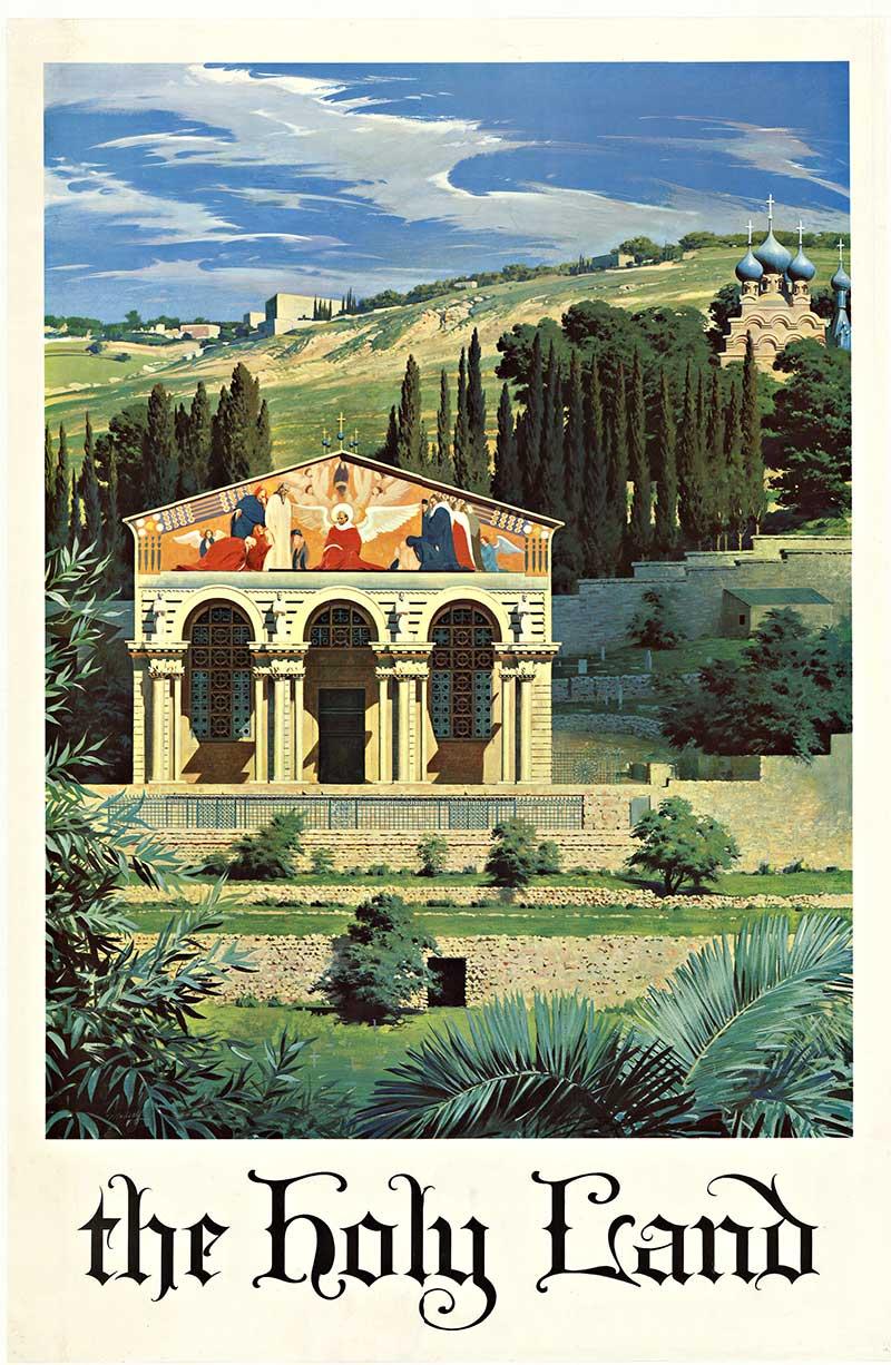 Israel Palestine Holy Land Airplane Vintage Travel Advertisement Art Poster 