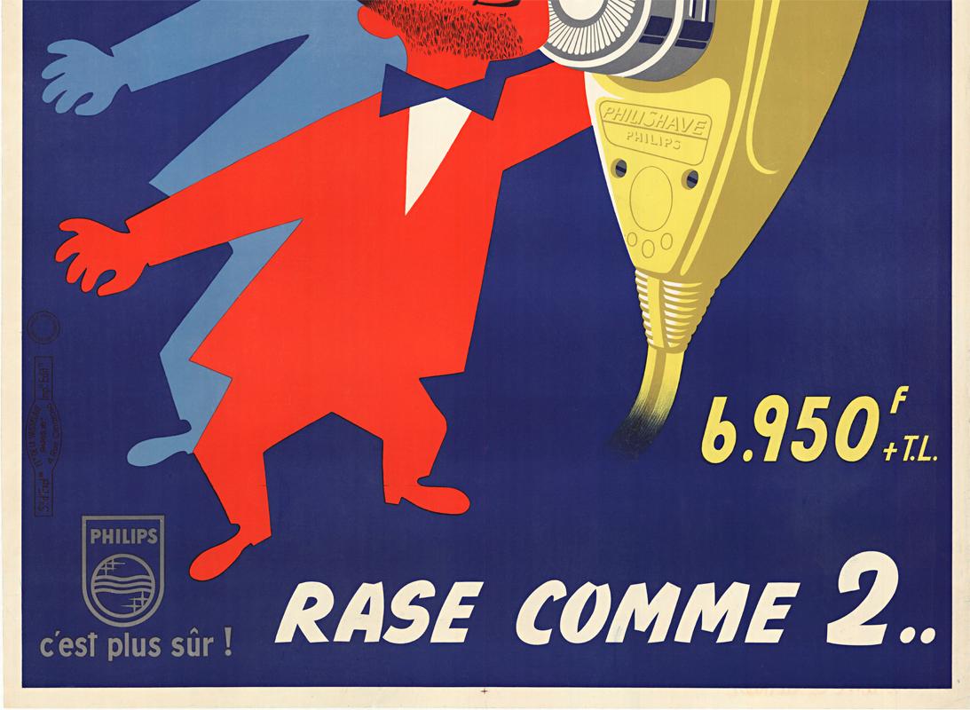 Affiche publicitaire française d'origine vintage Philips Rasoir Electrique - Print de Alain Gauthier