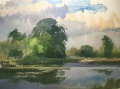 Shaded Oaks, Texas landscape oil painting, style of American Impressionism
