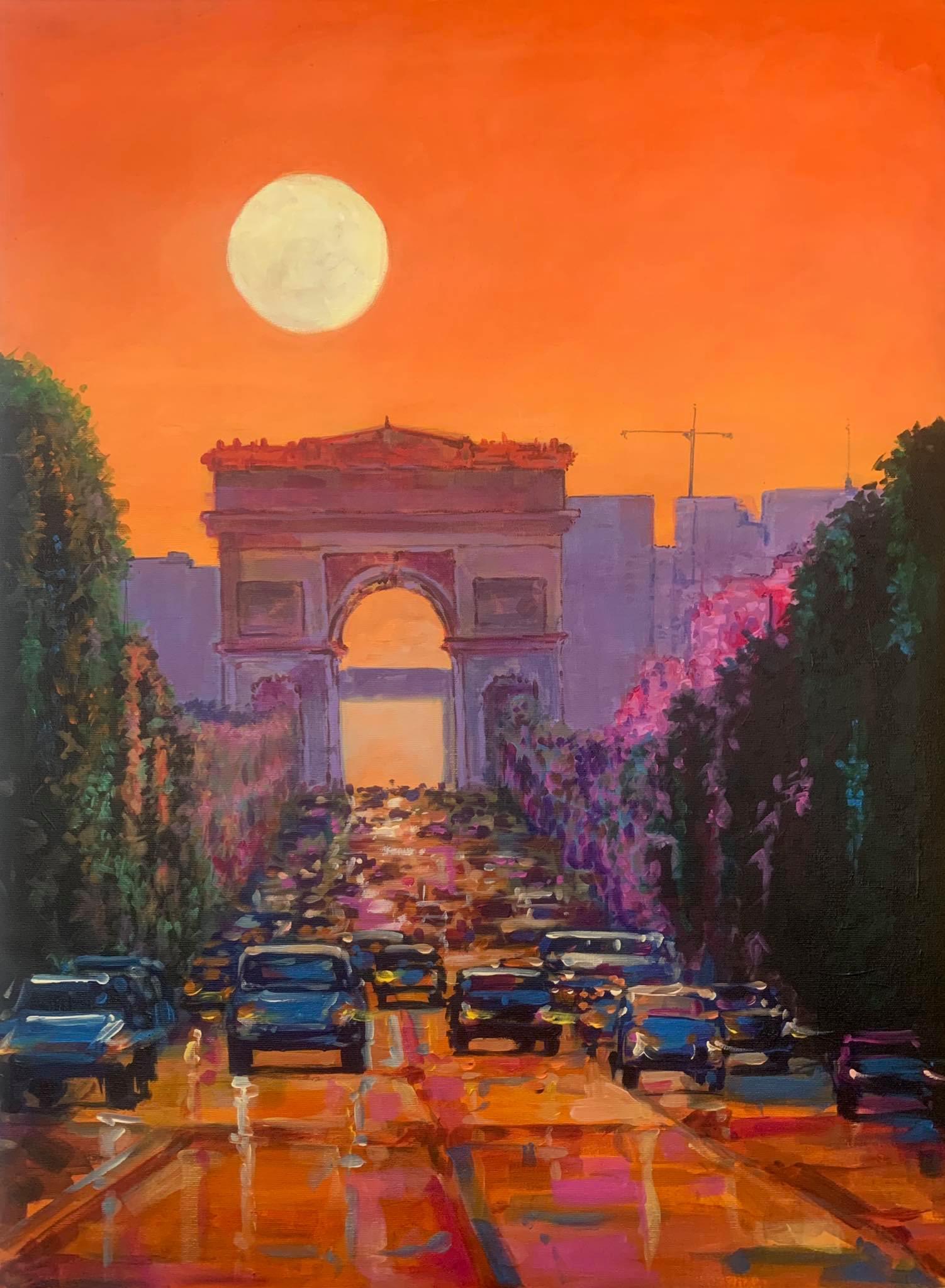 Cristian Mesa Velazquez Landscape Painting - Streets of Paris. oil painting, Impressionism Style, Cuban artist