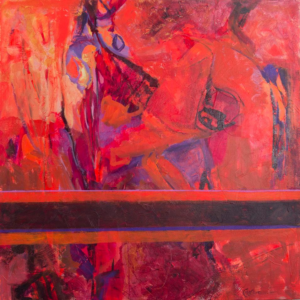 Abstract Painting di Cheryl McClure - Un'altra giornata calda, Pittura astratta contemporanea, Artista texano