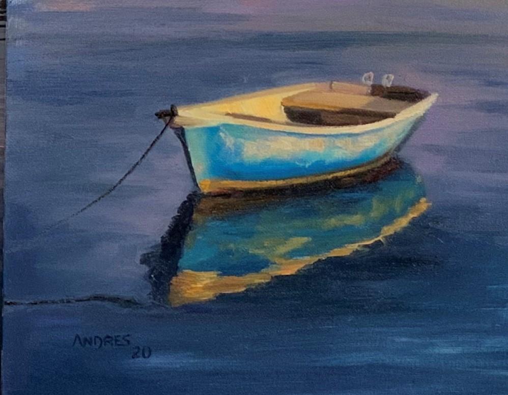 Andres Lopez Landscape Painting - Little Old Friend , Water paintings, beauty of nature