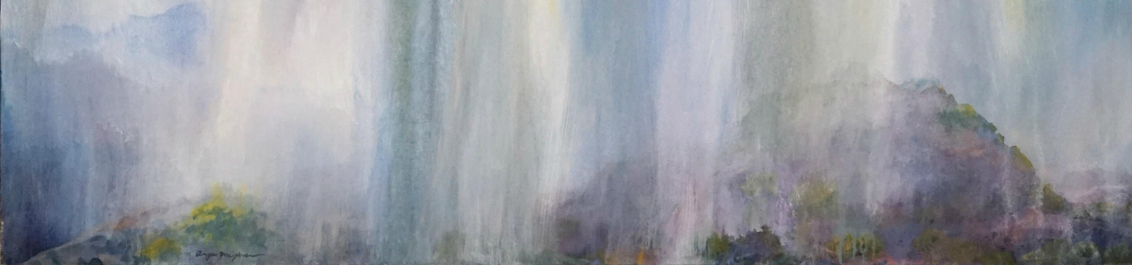 The Other Day, abstract landscape, Southwestern Downpour - Painting by Angus Macpherson
