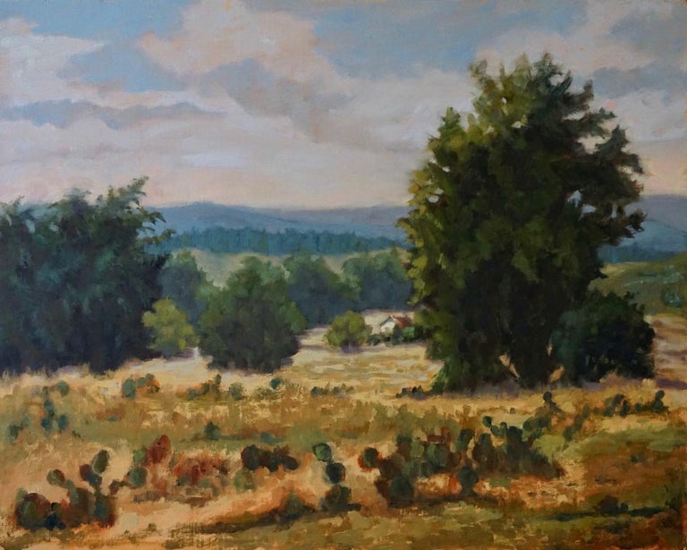 Judy Elias Landscape Painting - On Comanche Hills Ranch, Texas landscape, oil painting,  Texas Hill Country 