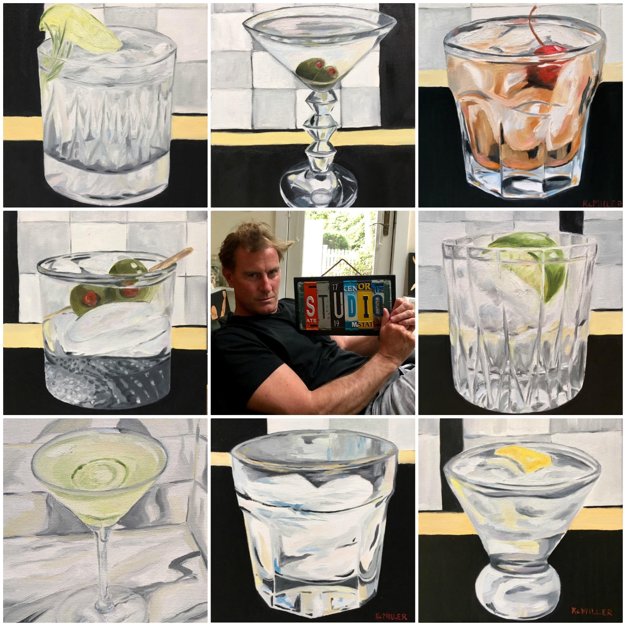 Ken Miller Still-Life Painting - Cocktails  Series of 8 different paintings, soft pop art, Realism 