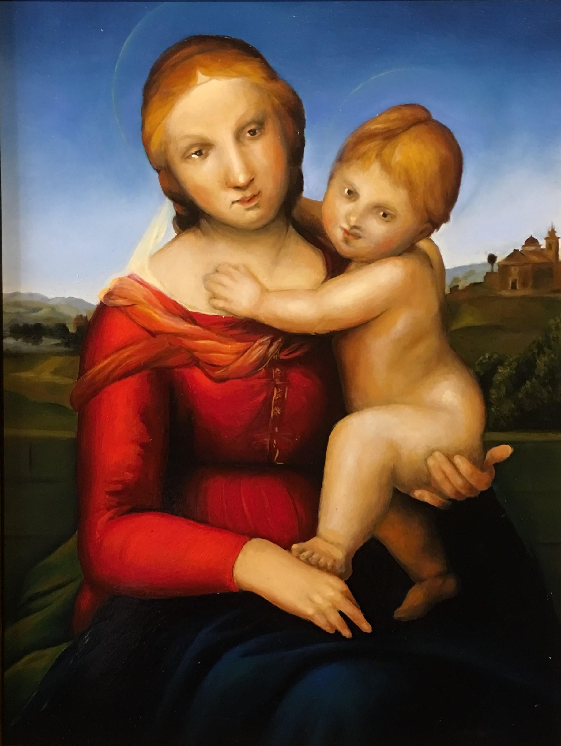 Barbara Castrucci Figurative Painting - "The Madonna after Raphael" Realism, Figurative Art, Italian artist, Realist