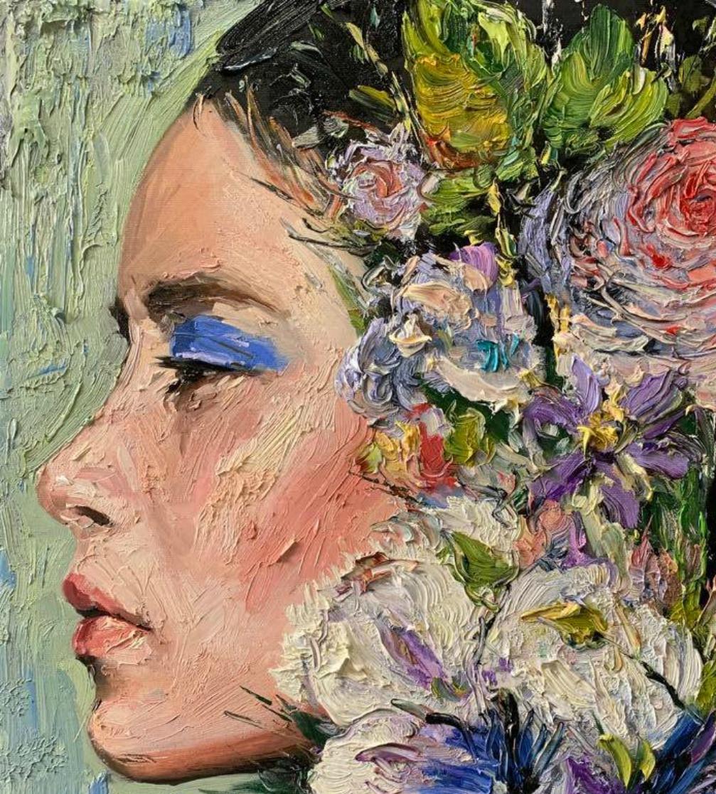 flower portrait painting