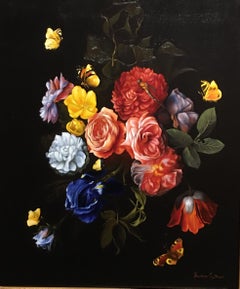 Italian Floral, Still-life, Italian artist, Florence, Realism, Oil Painting.