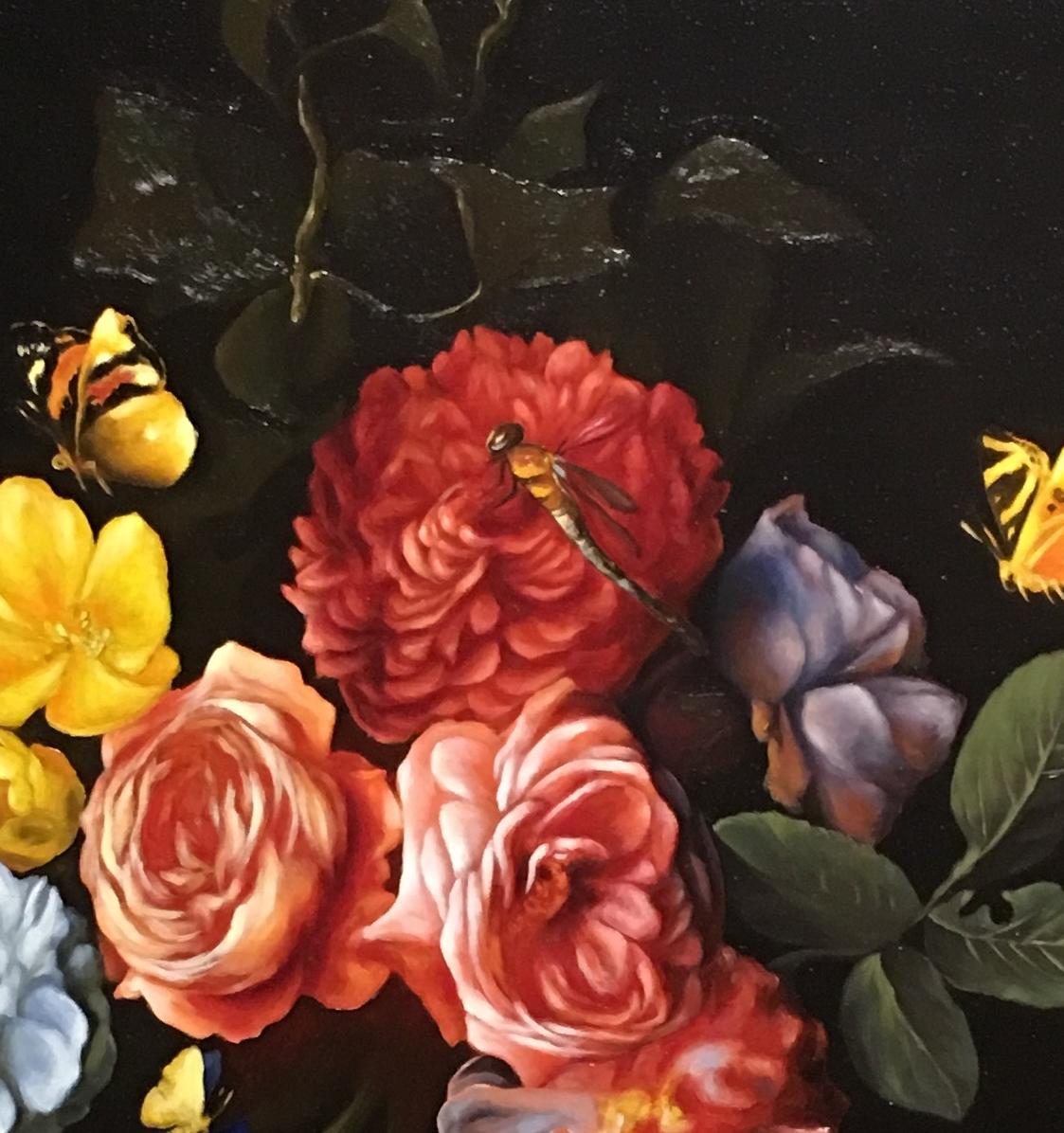 Italian Floral, Still-life, Italian artist, Florence, Realism, Oil Painting. - Black Still-Life Painting by Barbara Castrucci