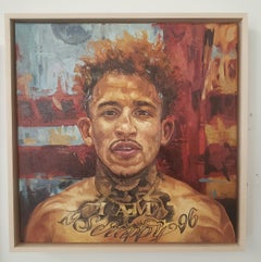 John "Scrappy" Ramirez, portrait, pro-boxer, oil painting, Churchill,