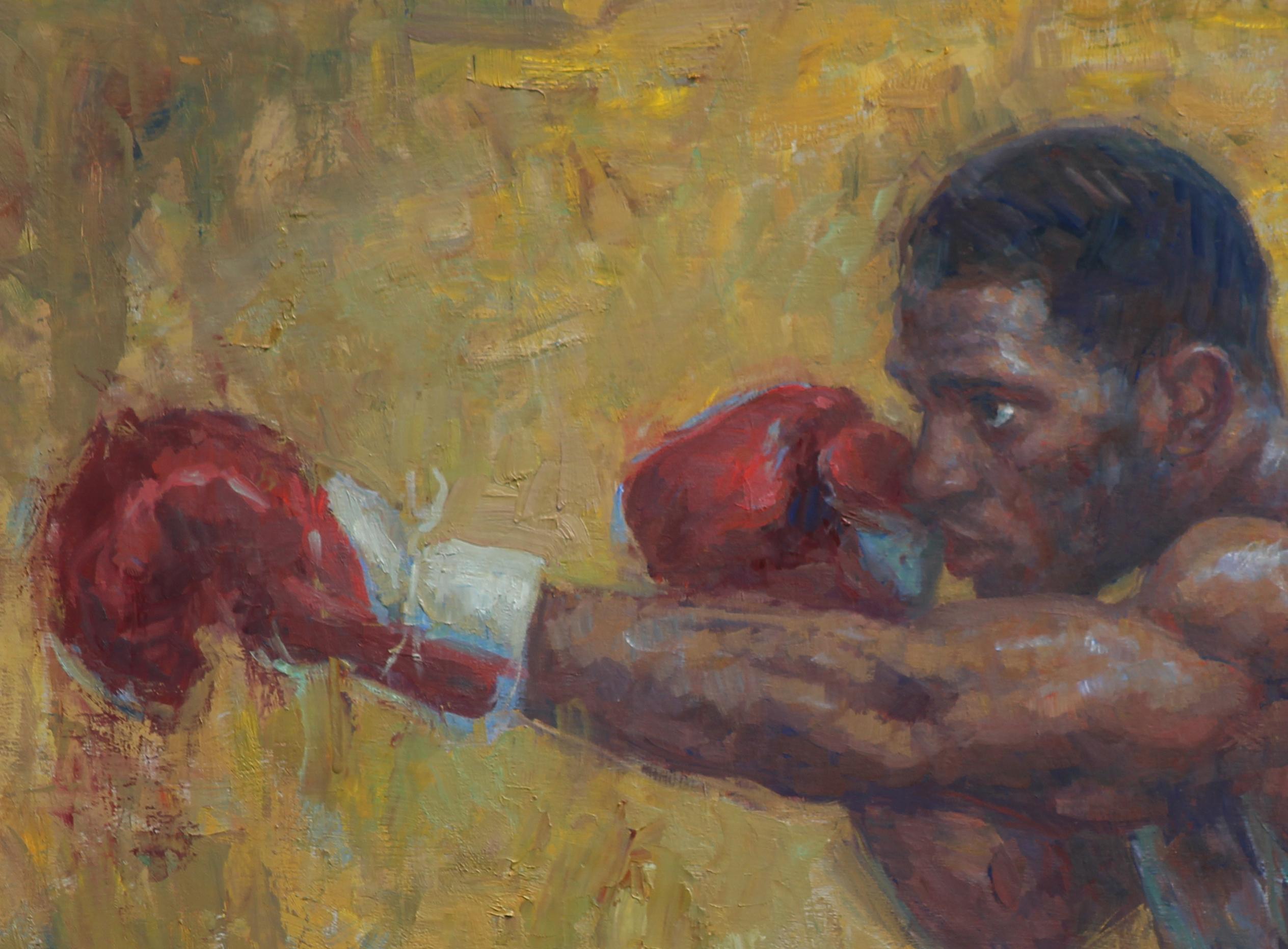 Kurt Scoby, portrait, professional boxer, welterweight division, oil painting - Painting by William Kalwick