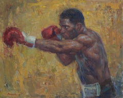 Kurt Scoby, portrait, professional boxer, welterweight division, oil painting