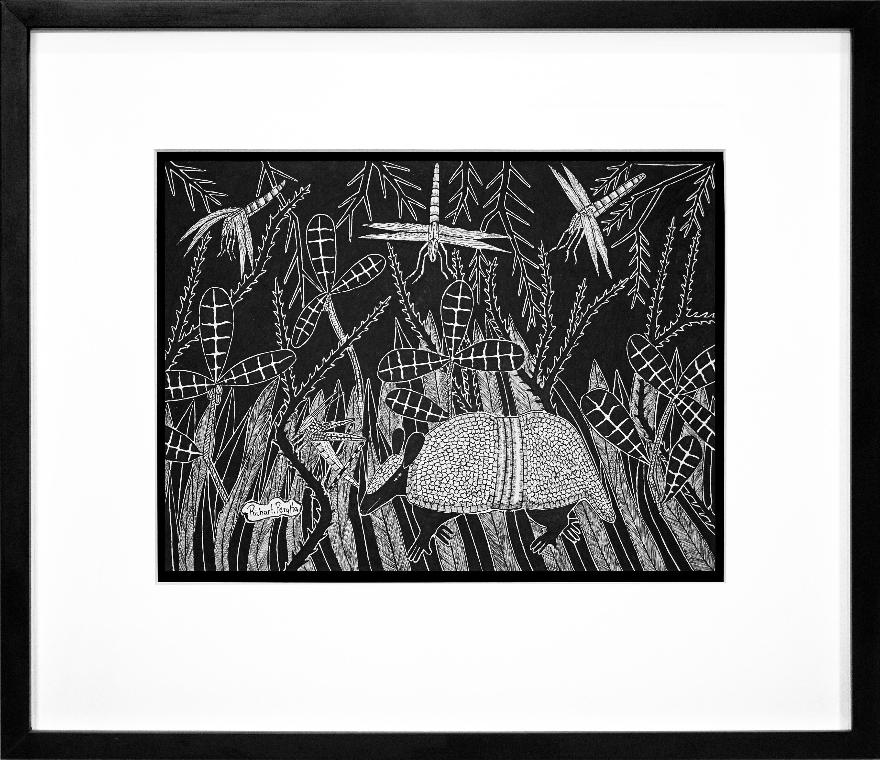 Paraguayan Ink Drawings from the Chaco #7,  Paper, Indigenous Artists, Rare - Black Animal Art by Efacio Alvarez