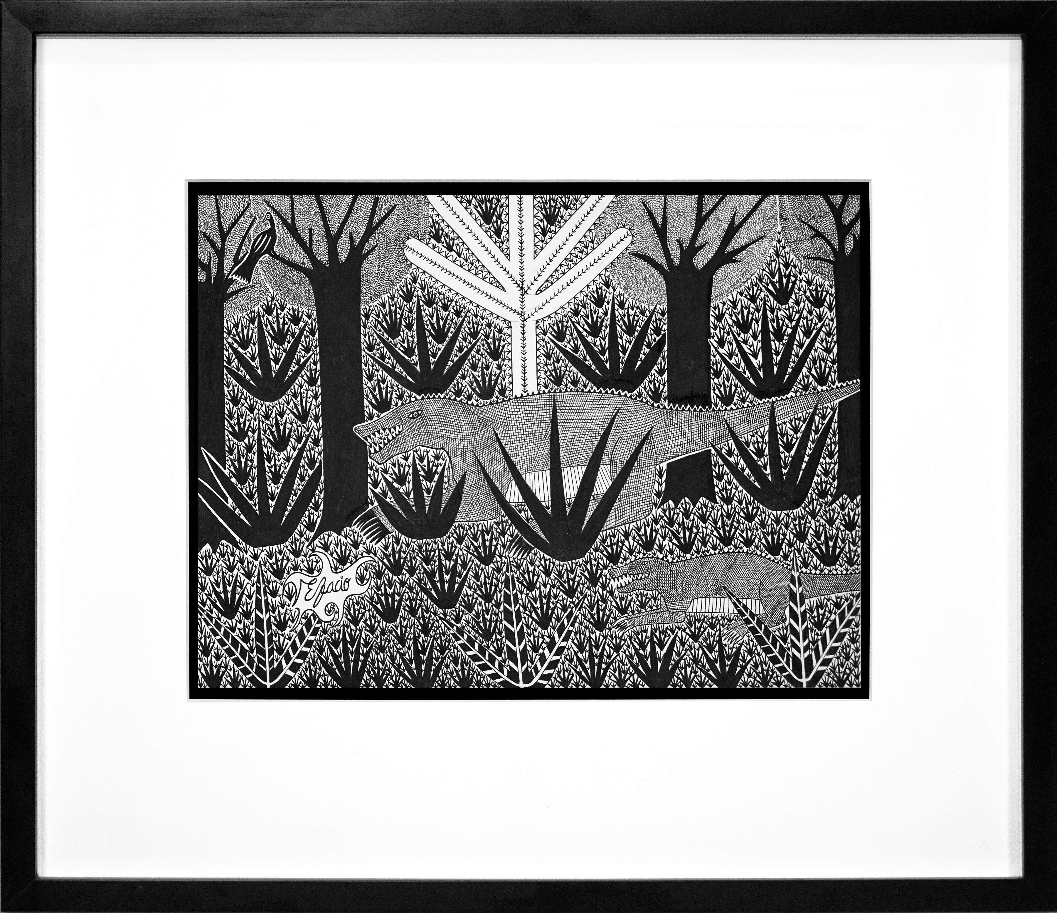 Paraguayan Ink Drawings from the Chaco #8,  Paper, Indigenous Artists, Rare - Black Animal Art by Efacio Alvarez