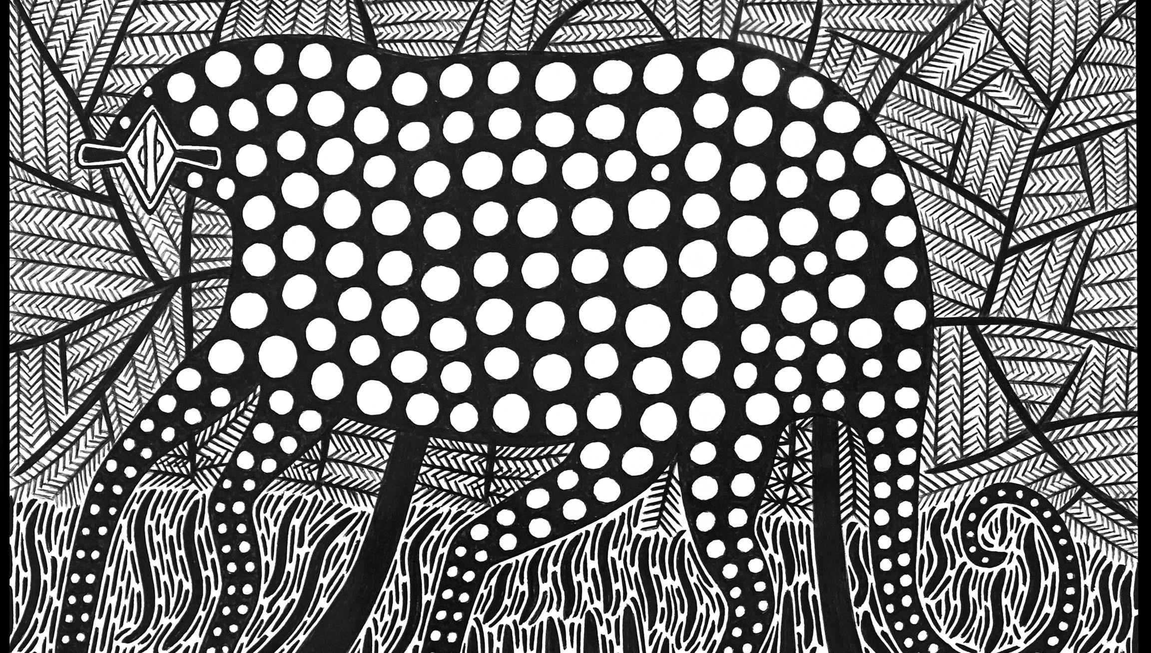 Dibujos paraguayos en tinta del Chaco #2 Papel Tinta Indígena Esteban Klassen en venta 4