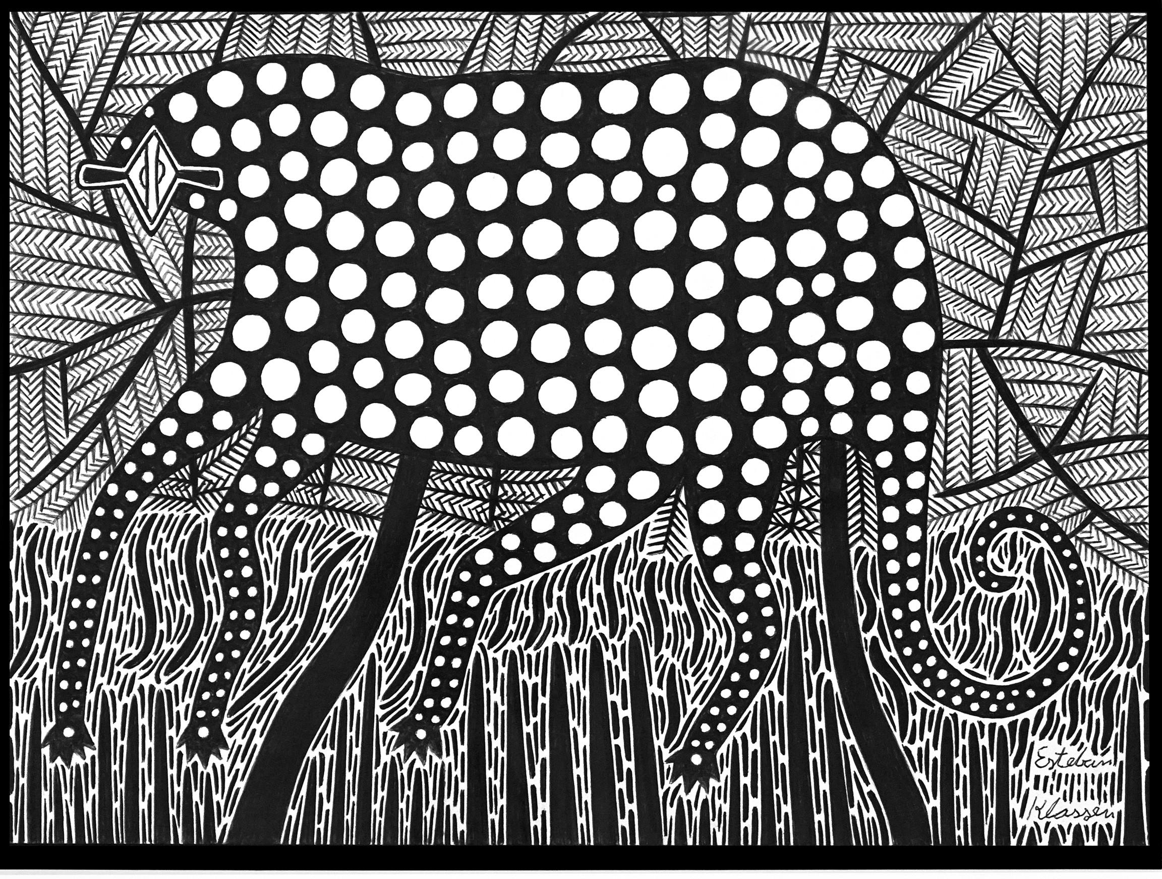 Dibujos paraguayos en tinta del Chaco #2 Papel Tinta Indígena Esteban Klassen en venta 2