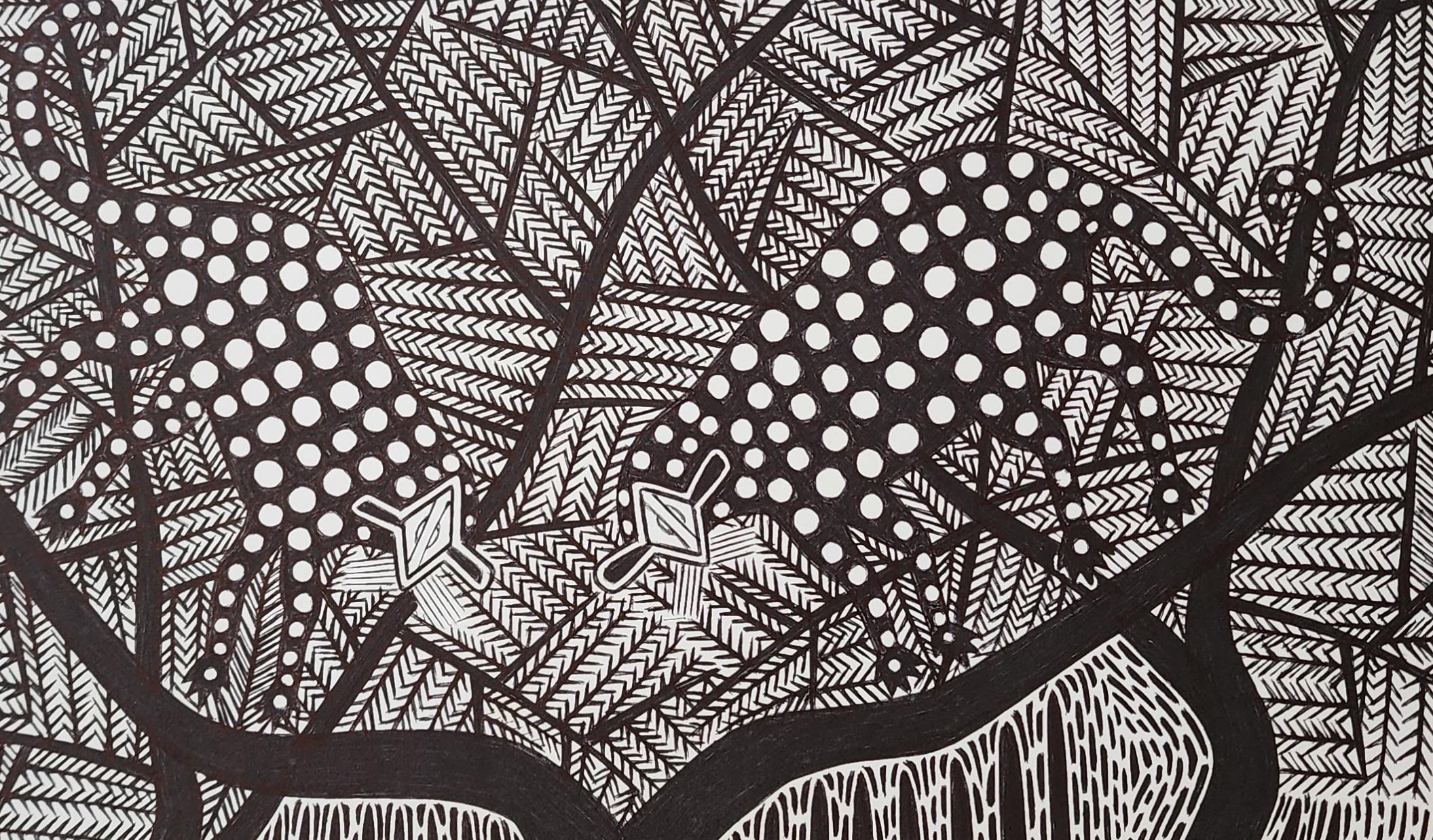 Disegni a inchiostro paraguaiano dal Chaco #11 Carta inchiostro indigena E. Klassen - Art Arte popolare di Esteban Klassen