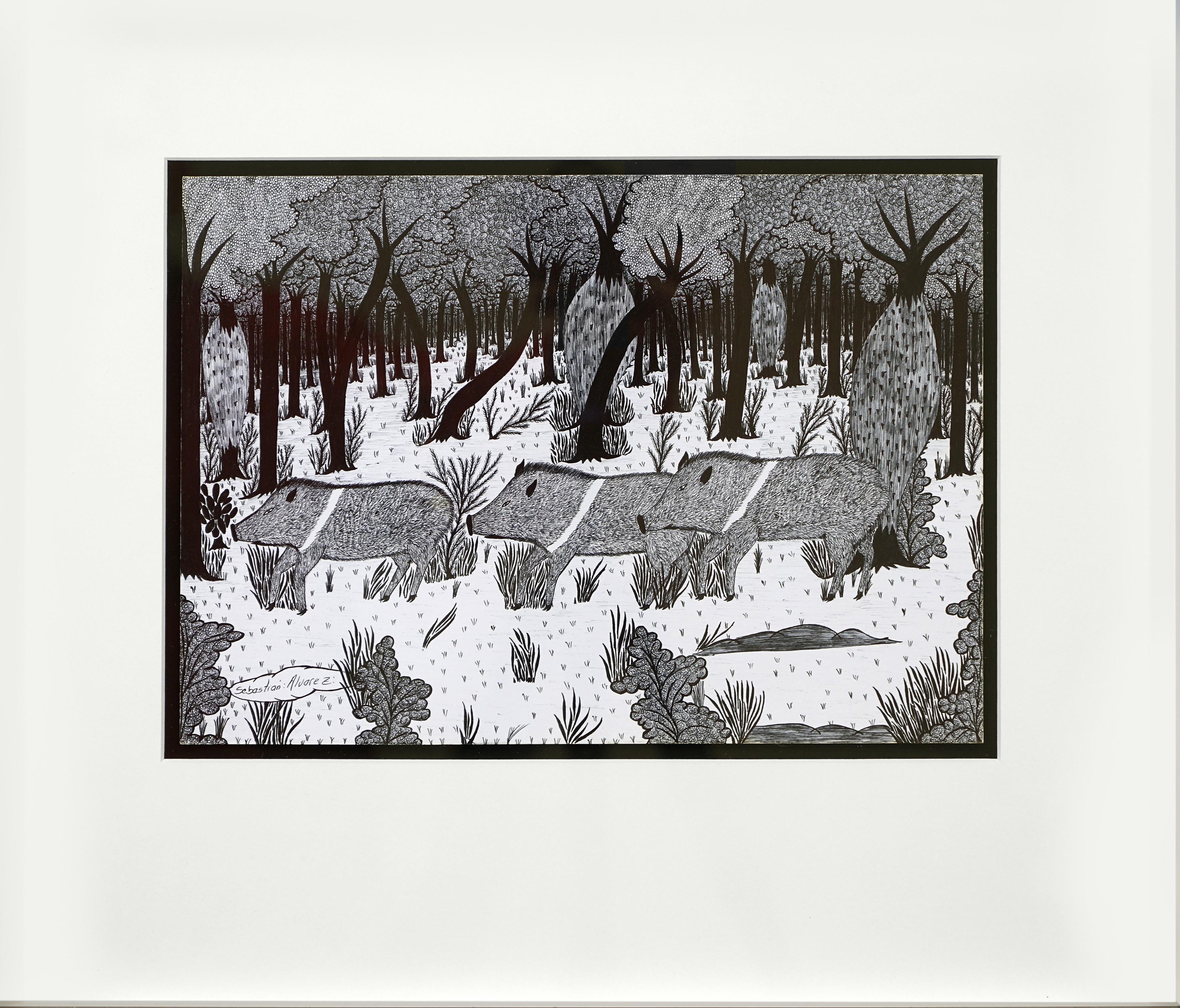Dessins d'encre du Chaco #14 indigène Sebastian Alvarez en vente 1