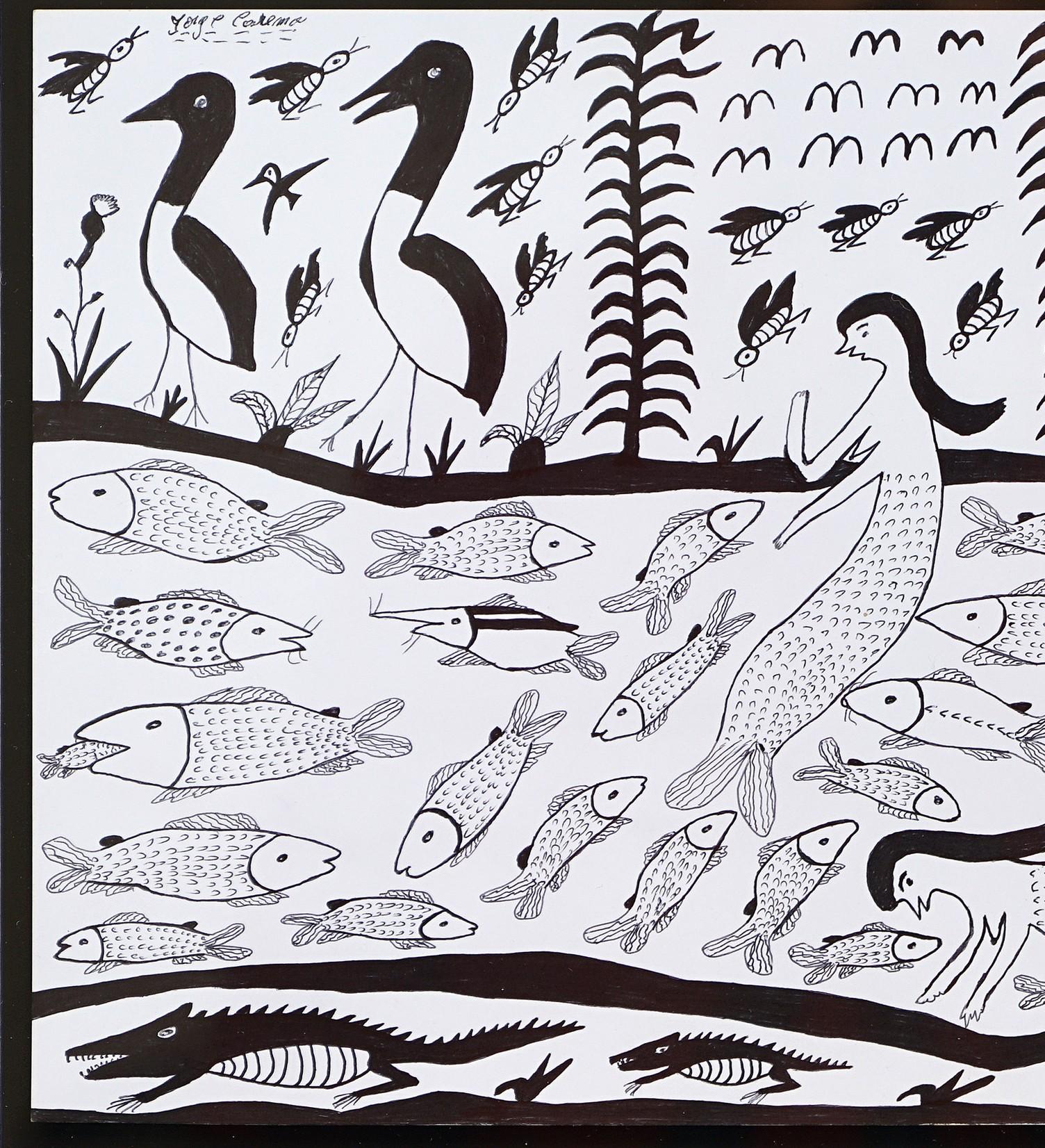 Dibujos en tinta paraguaya del Chaco #15 Papel Indígena Jorge Calrema en venta 6