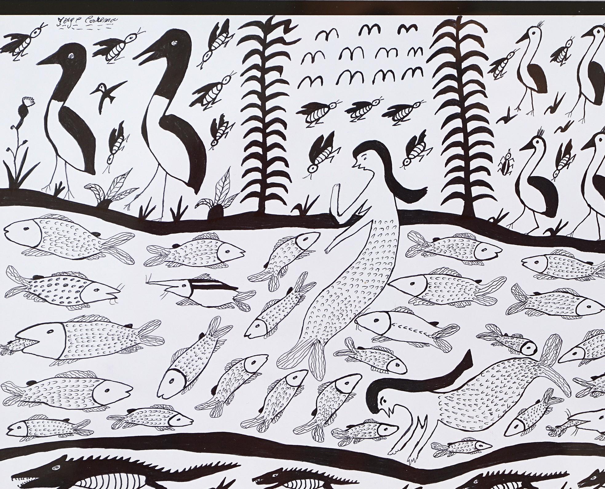 Dibujos en tinta paraguaya del Chaco #15 Papel Indígena Jorge Calrema en venta 3