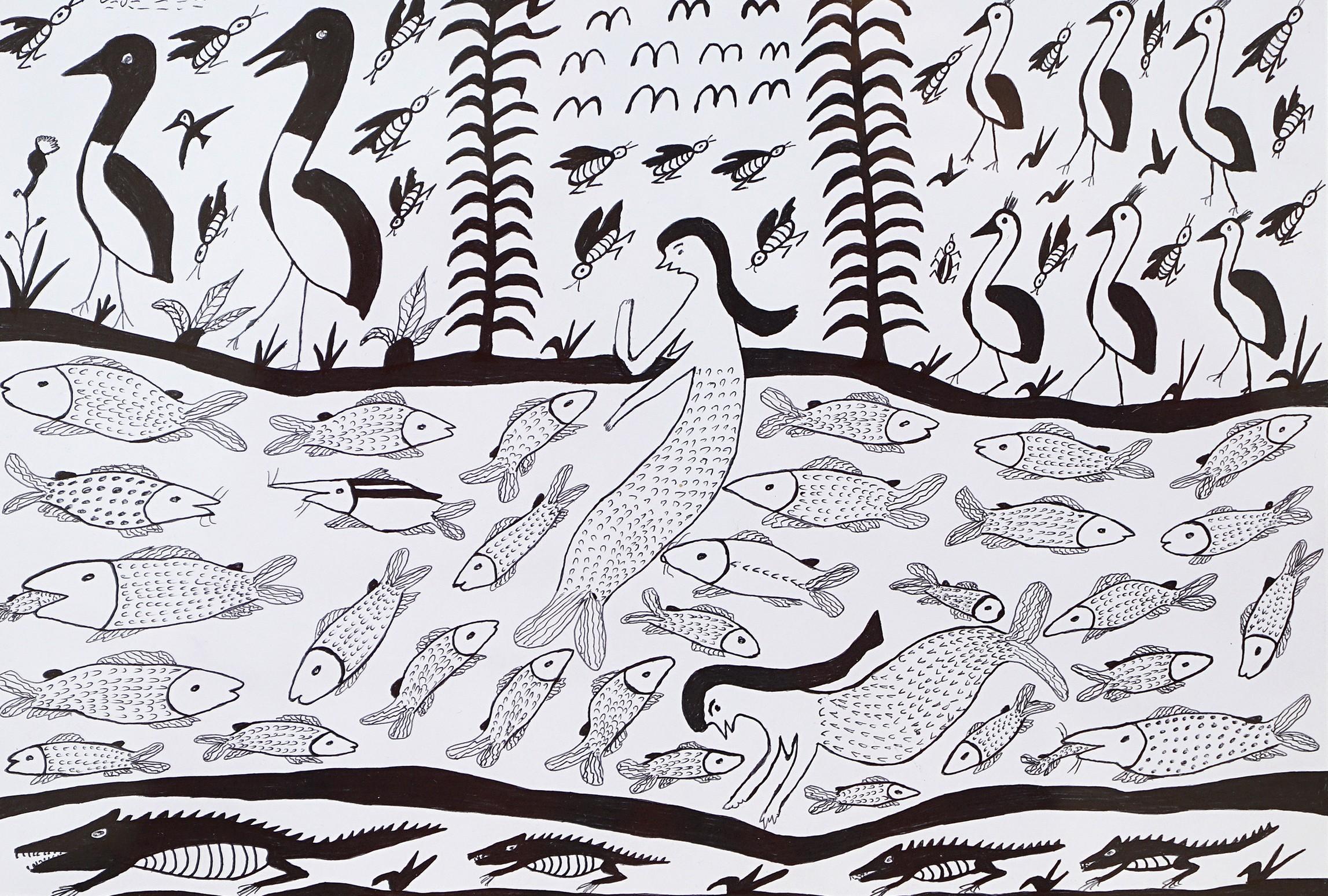 Dibujos en tinta paraguaya del Chaco #15 Papel Indígena Jorge Calrema en venta 2
