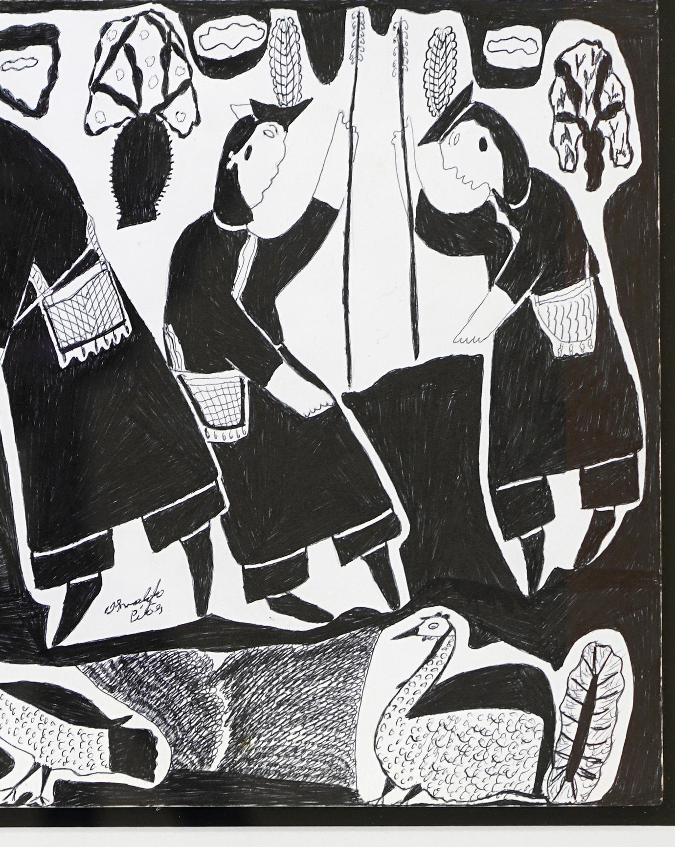 Disegni a inchiostro paraguaiano dal Chaco #16 Carta Indigena Osvaldo Pitoe in vendita 3