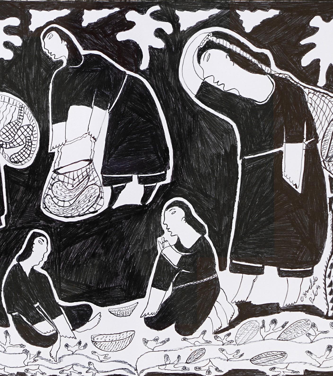 Paraguayan Ink Drawings from the Chaco #17 Paper Indigenous Osvaldo Pitoe For Sale 2