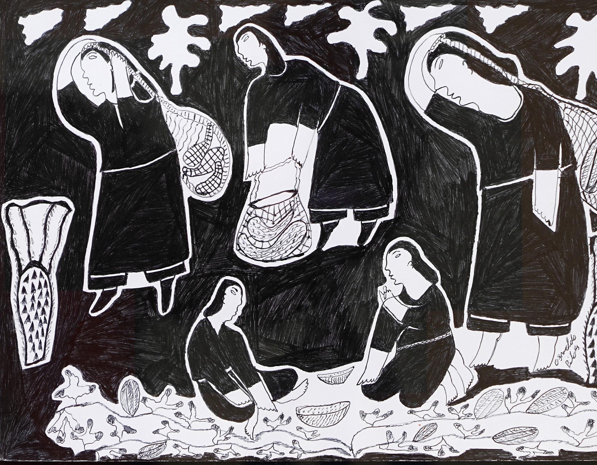 Paraguayan Ink Drawings from the Chaco #17 Paper Indigenous Osvaldo Pitoe For Sale 1
