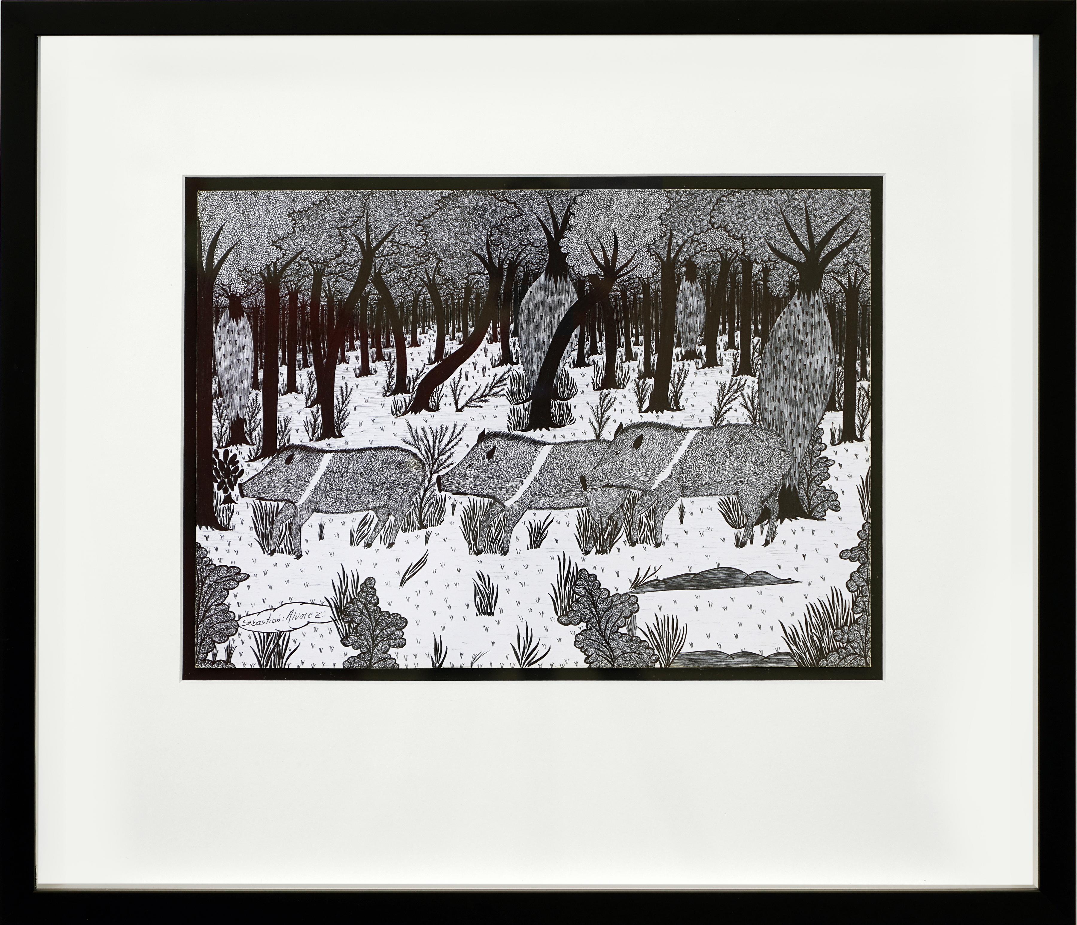 Dessins d'encre du Chaco #20 indigène Sebastian Alvarez en vente 7
