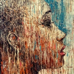 Cuban Tropical Woman, oil and mixed media, Abstract Portrait