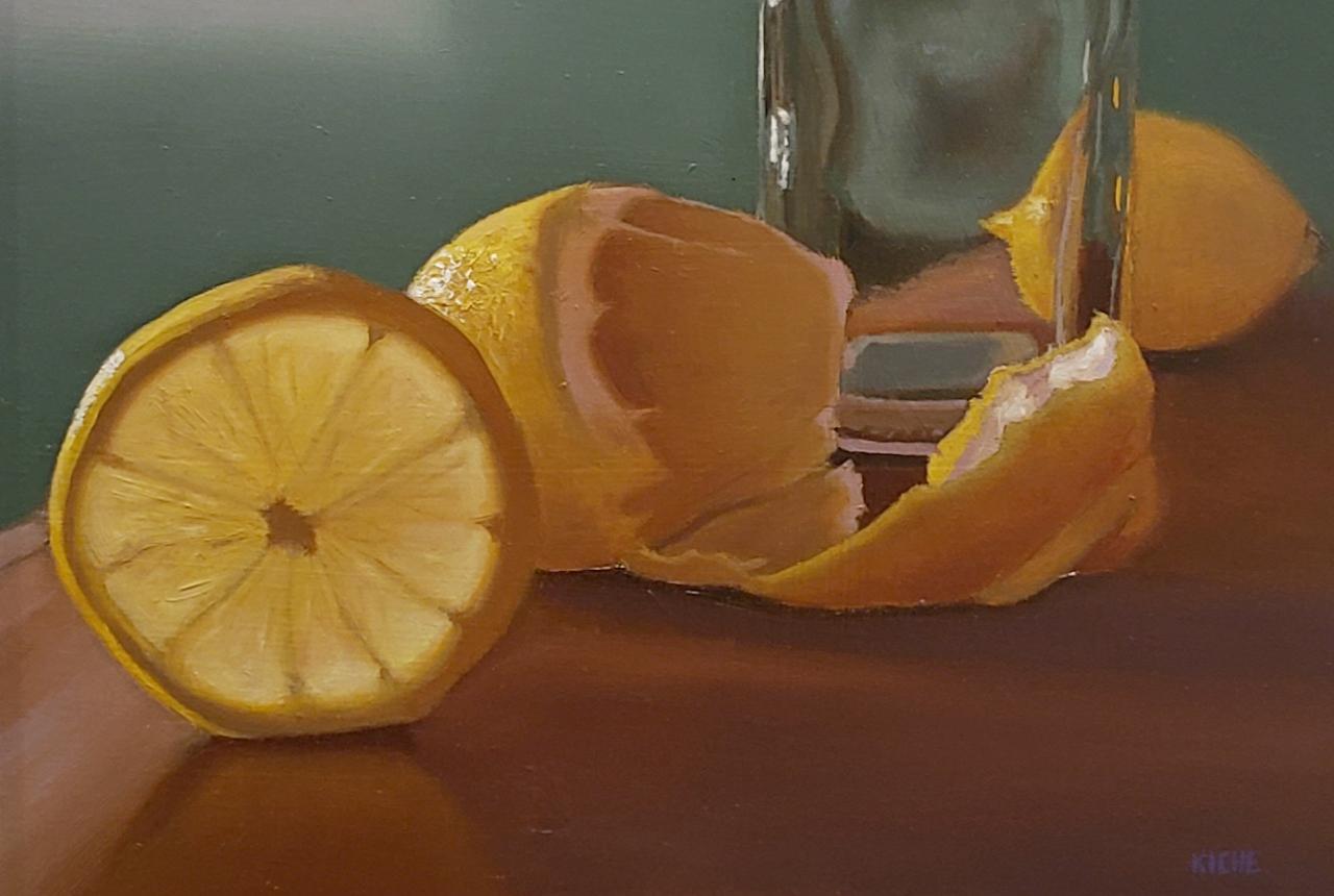 Crystal Translucency, oil painting on aluminium,  painted in Realism style. - Brown Still-Life Painting by Scott Kiche
