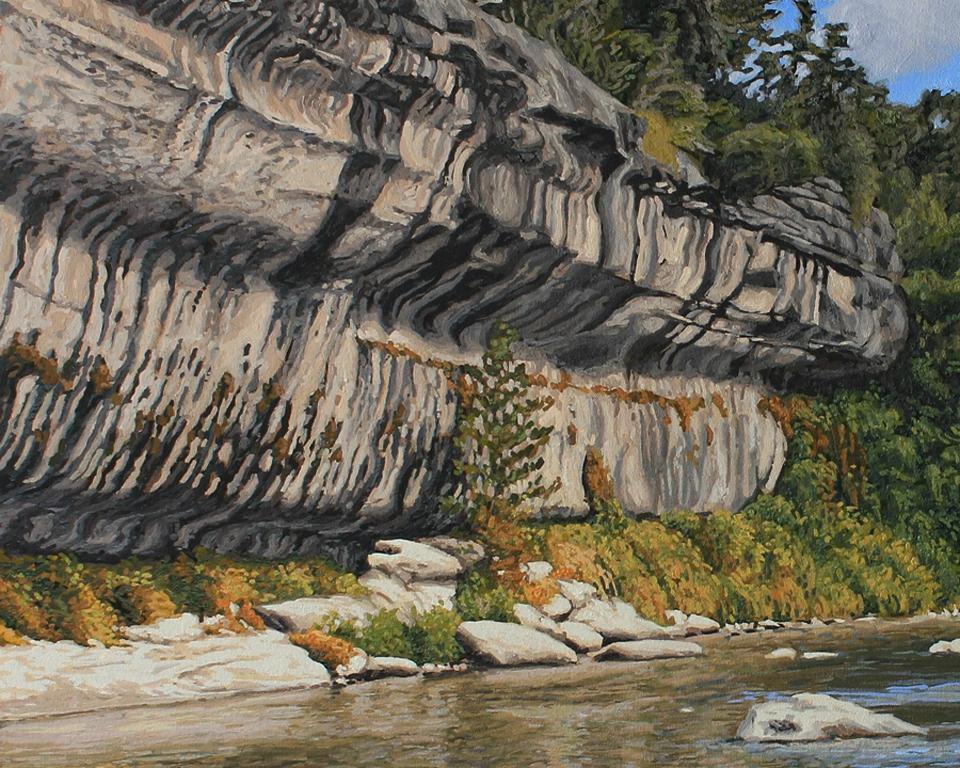 On the Guadalupe River, oil painting, in the  Realism style. - Painting by Garrett Middaugh