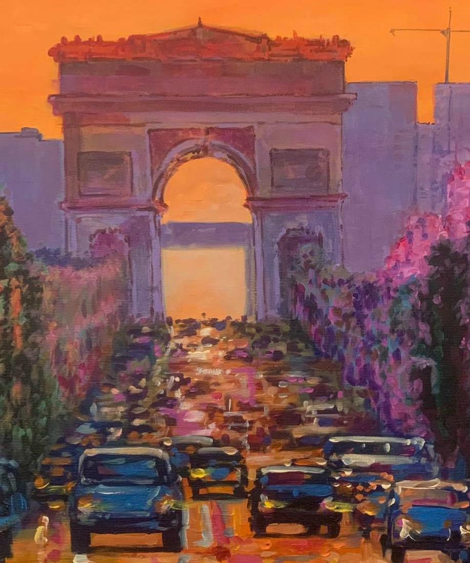 Streets of Paris. oil painting, Impressionism Style, Cuban artist - Painting by Cristian Mesa Velazquez