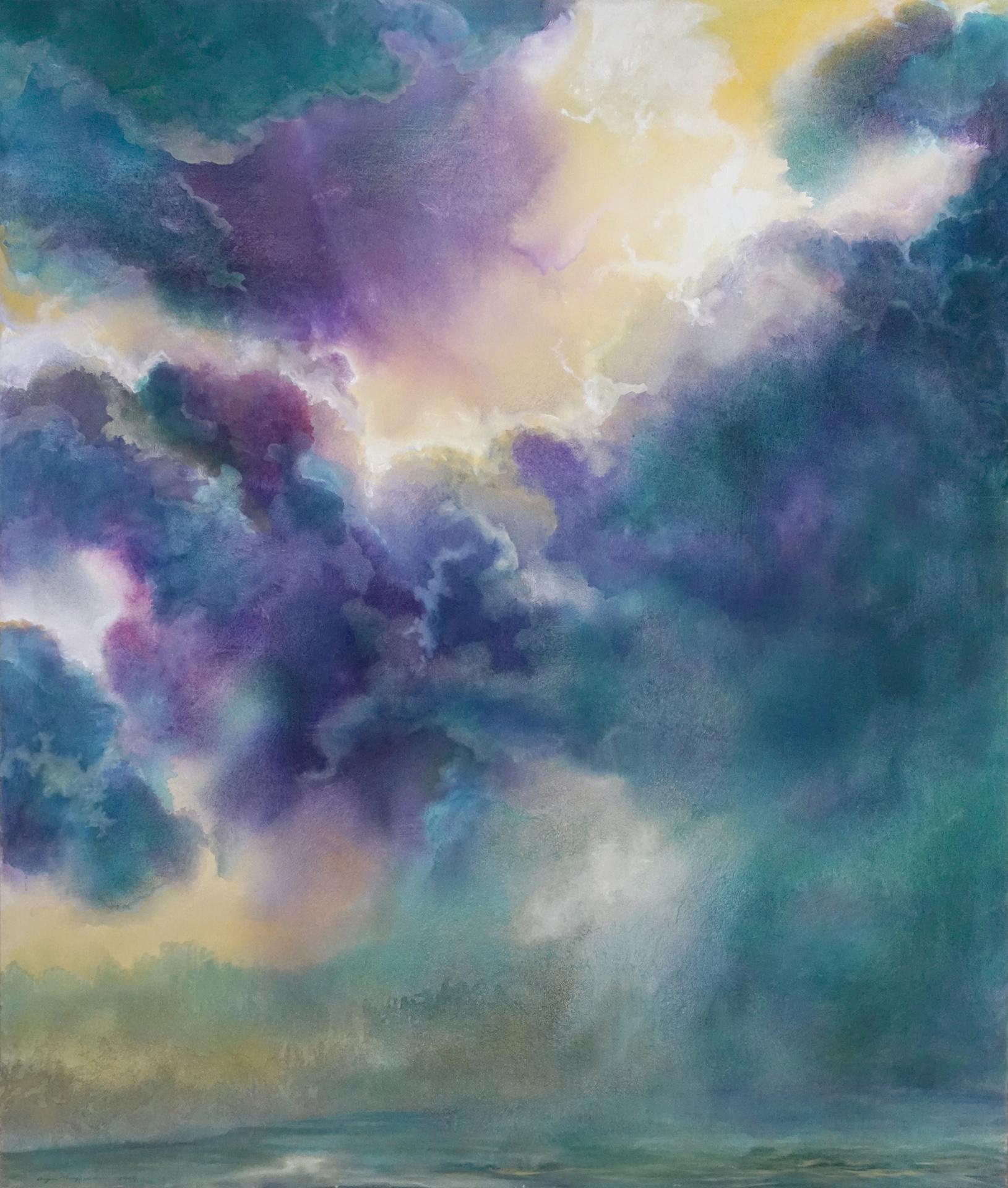 The Other Day, abstract landscape, Southwestern Downpour - Abstract Impressionist Painting by Angus Macpherson
