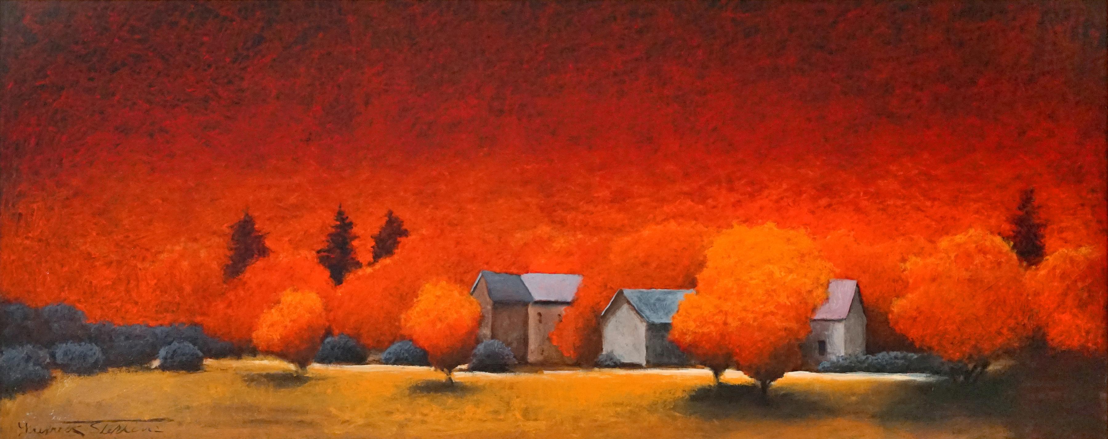 Fredrick Stephens Landscape Painting - Autumn, Tonalism 21 under 31 SW ART magazine artist