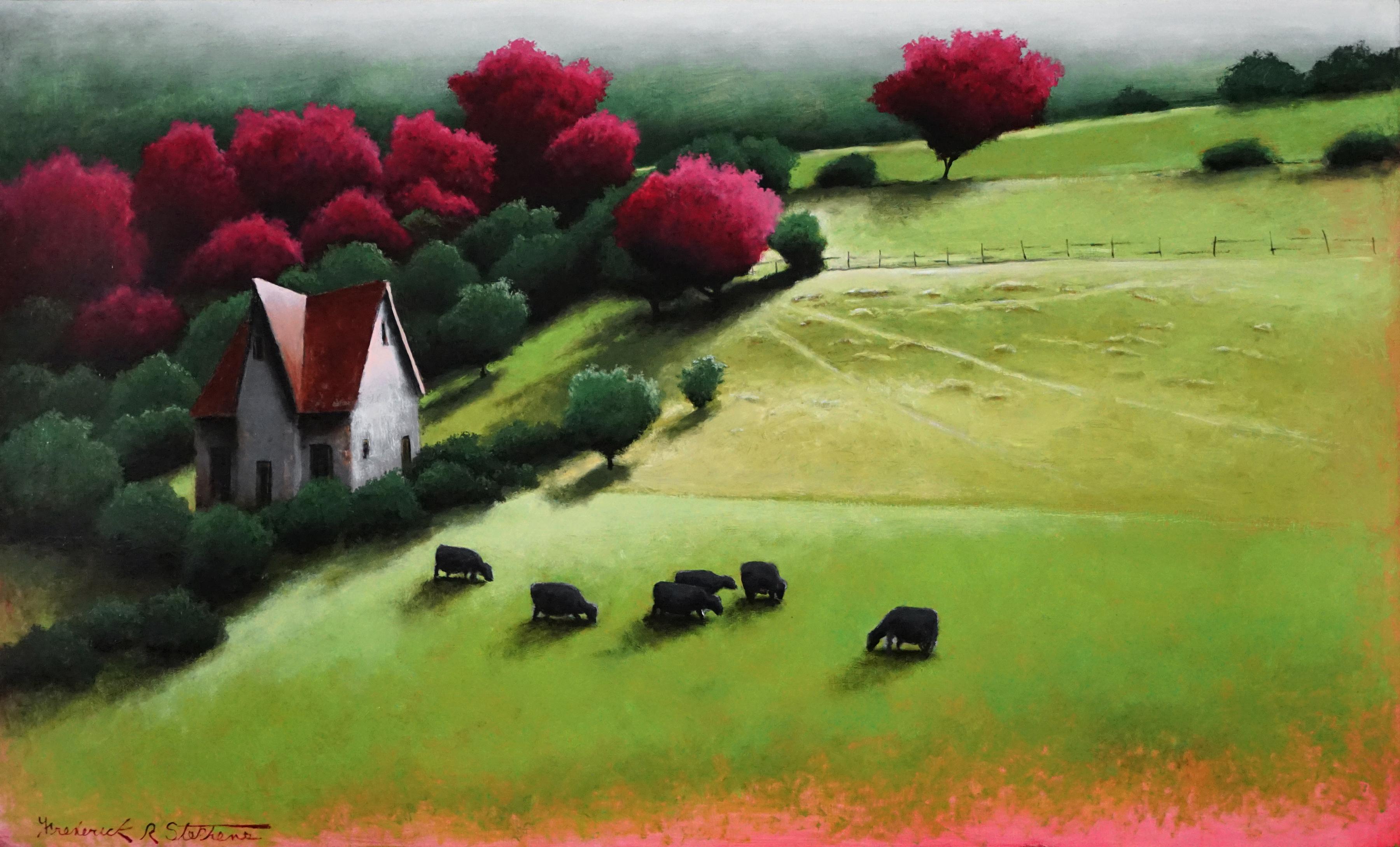 Fredrick Stephens Landscape Painting - Grass after the Rain, Tonalism, SW ART 21 under 31 Artist, Utah artist, 