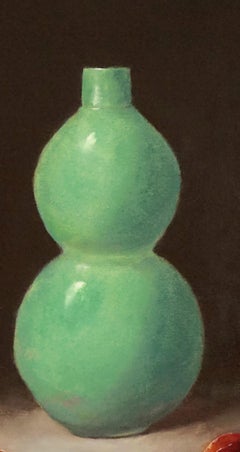 Antique Vase, and Eucalyptus,  Painted in the Style of Realism, Oil Texas Artis