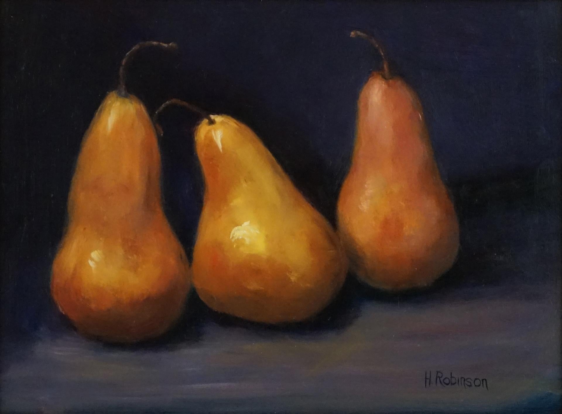 Helene Robinson Still-Life Painting -  Three Pears    Painted in the Style of Realism, Oil Texas Artist